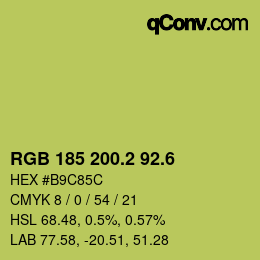 カラーコード: RGB 185 200.2 92.6 | qconv.com