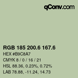 カラーコード: RGB 185 200.6 167.6 | qconv.com