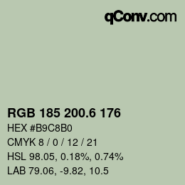 カラーコード: RGB 185 200.6 176 | qconv.com