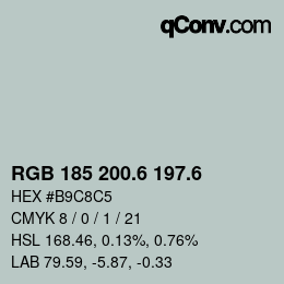 カラーコード: RGB 185 200.6 197.6 | qconv.com
