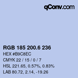 カラーコード: RGB 185 200.6 236 | qconv.com