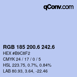 カラーコード: RGB 185 200.6 242.6 | qconv.com