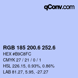 カラーコード: RGB 185 200.6 252.6 | qconv.com