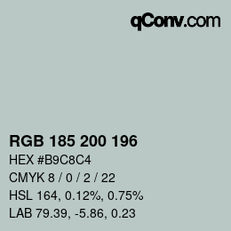Farbcode: RGB 185 200 196 | qconv.com