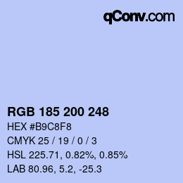 Color code: RGB 185 200 248 | qconv.com