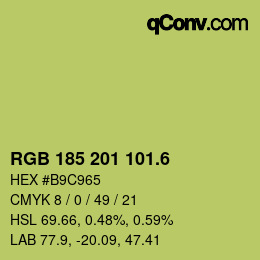 カラーコード: RGB 185 201 101.6 | qconv.com