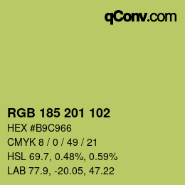 Color code: RGB 185 201 102 | qconv.com