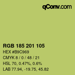 Color code: RGB 185 201 105 | qconv.com