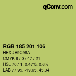 Color code: RGB 185 201 106 | qconv.com