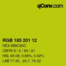 Color code: RGB 185 201 12 | qconv.com