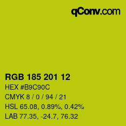 Color code: RGB 185 201 12 | qconv.com