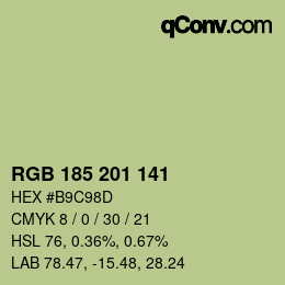 Color code: RGB 185 201 141 | qconv.com