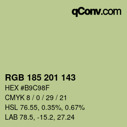 Color code: RGB 185 201 143 | qconv.com