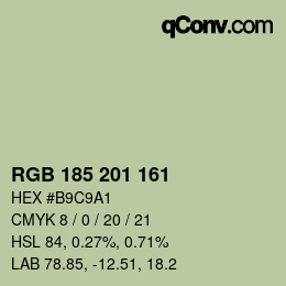 Color code: RGB 185 201 161 | qconv.com