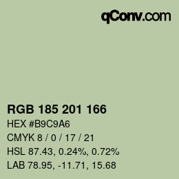 Color code: RGB 185 201 166 | qconv.com