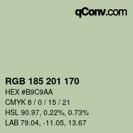 Color code: RGB 185 201 170 | qconv.com