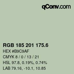 カラーコード: RGB 185 201 175.6 | qconv.com