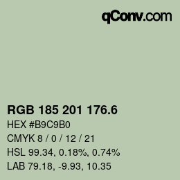 カラーコード: RGB 185 201 176.6 | qconv.com