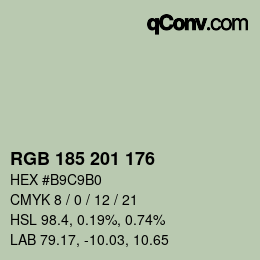 Color code: RGB 185 201 176 | qconv.com