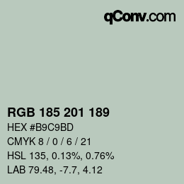 Color code: RGB 185 201 189 | qconv.com