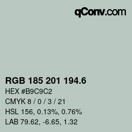 カラーコード: RGB 185 201 194.6 | qconv.com