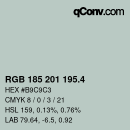 カラーコード: RGB 185 201 195.4 | qconv.com