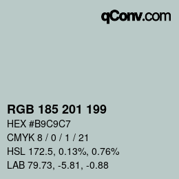 Color code: RGB 185 201 199 | qconv.com