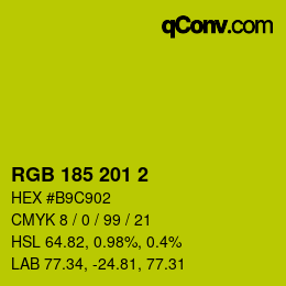 Color code: RGB 185 201 2 | qconv.com