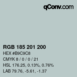 Color code: RGB 185 201 200 | qconv.com