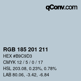 Color code: RGB 185 201 211 | qconv.com