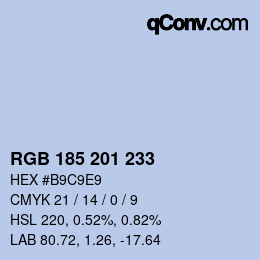 Color code: RGB 185 201 233 | qconv.com