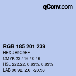 Color code: RGB 185 201 239 | qconv.com