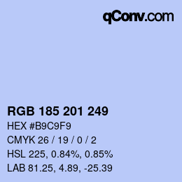 Color code: RGB 185 201 249 | qconv.com