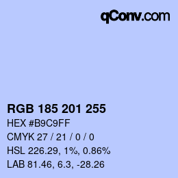 Color code: RGB 185 201 255 | qconv.com