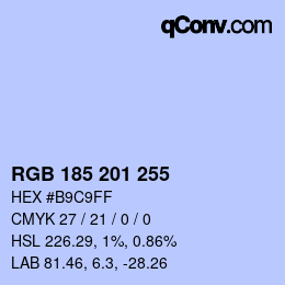 Color code: RGB 185 201 255 | qconv.com