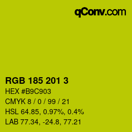 Color code: RGB 185 201 3 | qconv.com