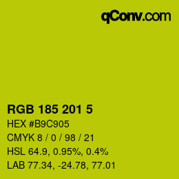 Color code: RGB 185 201 5 | qconv.com