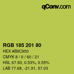 Color code: RGB 185 201 80 | qconv.com