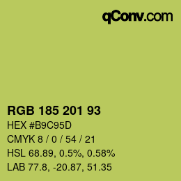 Color code: RGB 185 201 93 | qconv.com