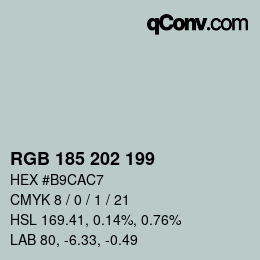 Color code: RGB 185 202 199 | qconv.com