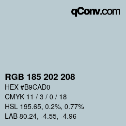 Color code: RGB 185 202 208 | qconv.com