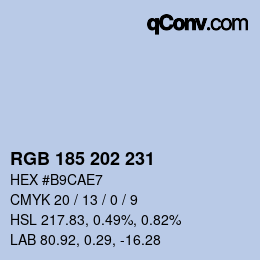 Color code: RGB 185 202 231 | qconv.com