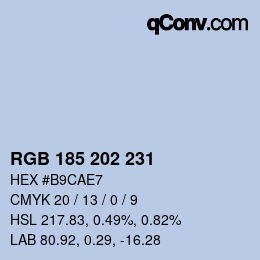颜色代码: RGB 185 202 231 | qconv.com