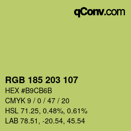 Color code: RGB 185 203 107 | qconv.com