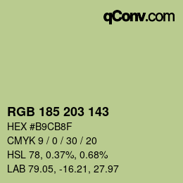 Color code: RGB 185 203 143 | qconv.com