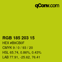 Color code: RGB 185 203 15 | qconv.com