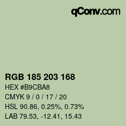 Color code: RGB 185 203 168 | qconv.com