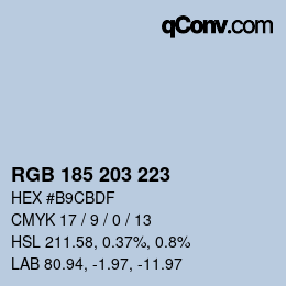 Color code: RGB 185 203 223 | qconv.com