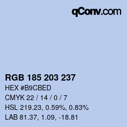 Color code: RGB 185 203 237 | qconv.com