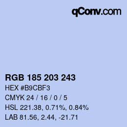 Color code: RGB 185 203 243 | qconv.com